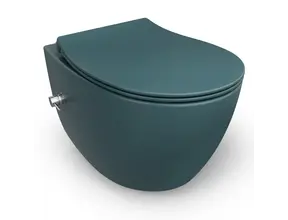 Hangtoilet met bidet Petrol Groen⎢Geintegreerde kraan Koud⎢Isvea Sentimenti NEO Randloos excl. wc bril