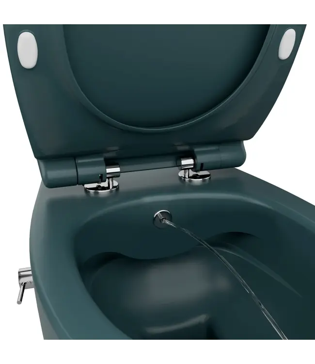 Hangtoilet met bidet Petrol Groen⎢Geintegreerde kraan Koud⎢Isvea Sentimenti NEO Randloos excl. wc bril