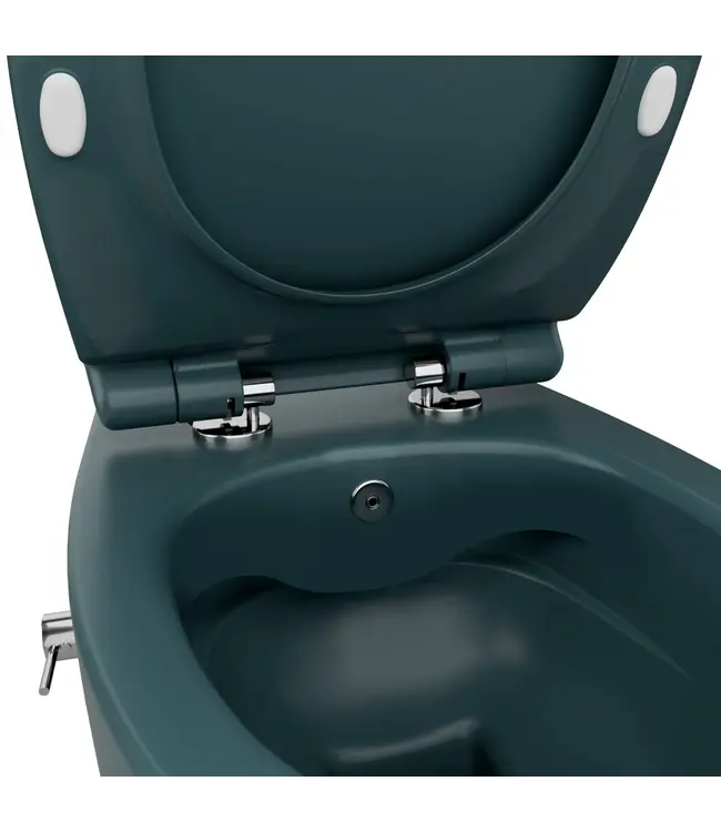Hangtoilet met bidet Petrol Groen⎢Geintegreerde kraan Koud⎢Isvea Sentimenti NEO Randloos excl. wc bril
