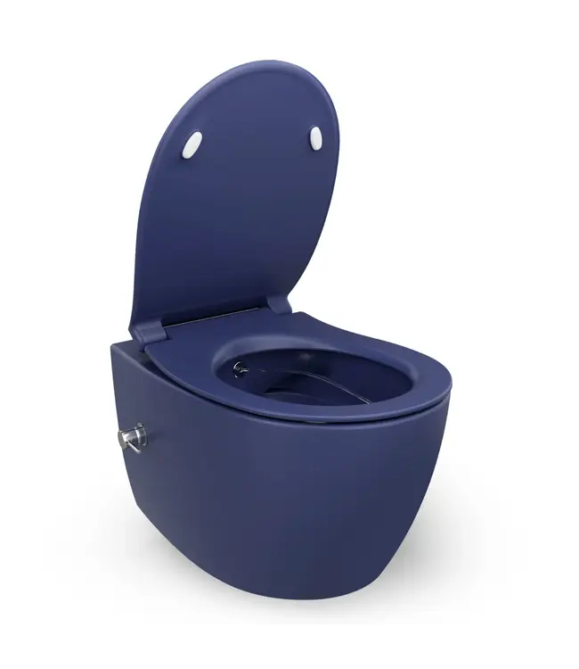 Isvea Hangtoilet met bidet Mat Blauw⎢Geintegreerde kraan Koud⎢Isvea Sentimenti NEO Randloos excl. wc bril