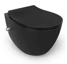Hangtoilet met bidet Mat Zwart⎢Geintegreerde kraan Koud⎢Isvea Sentimenti NEO Randloos excl. wc bril