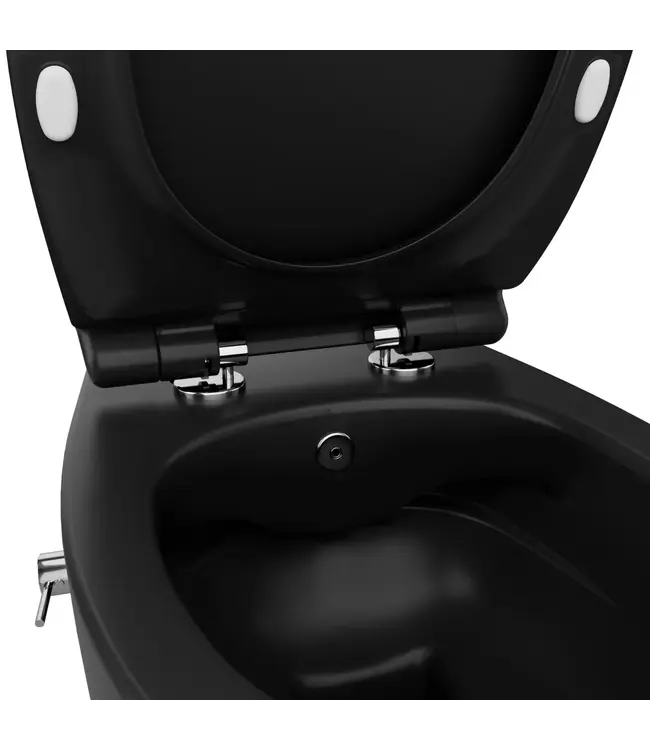 Hangtoilet met bidet Mat Zwart⎢Geintegreerde kraan Koud⎢Isvea Sentimenti NEO Randloos excl. wc bril