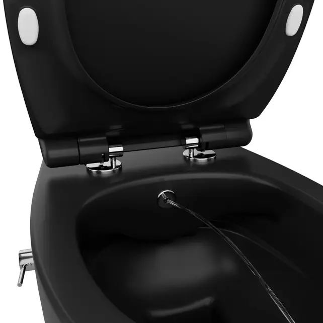 Hangtoilet met bidet Mat Zwart⎢Geintegreerde kraan Koud⎢Isvea Sentimenti NEO Randloos excl. wc bril