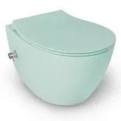 Hangtoilet met bidet Mat Mint Groen⎢Geintegreerde kraan Koud⎢Isvea Sentimenti NEO Randloos excl. wc bril