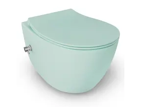 Hangtoilet met bidet Mat Mint Groen⎢Geintegreerde kraan Koud⎢Isvea Sentimenti NEO Randloos excl. wc bril