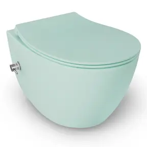 Hangtoilet met bidet Mat Mint Groen⎢Geintegreerde kraan Koud⎢Isvea Sentimenti NEO Randloos excl. wc bril