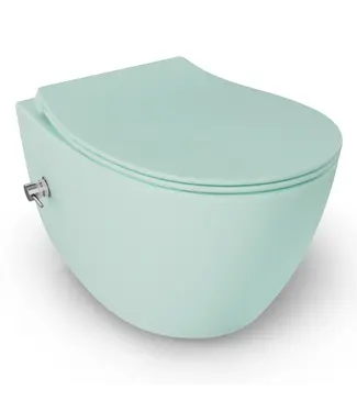 Isvea Hangtoilet met bidet Mat Mint Groen⎢Geintegreerde kraan Koud⎢Isvea Sentimenti NEO Randloos excl. wc bril