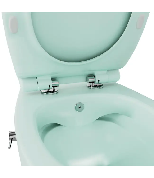 Hangtoilet met bidet Mat Mint Groen⎢Geintegreerde kraan Koud⎢Isvea Sentimenti NEO Randloos excl. wc bril