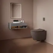 Hangtoilet met bidet Mat Taupe⎢Geintegreerde kraan Koud⎢Isvea Sentimenti NEO Randloos excl. wc bril