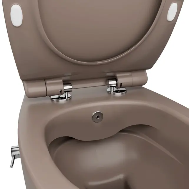 Hangtoilet met bidet Mat Taupe⎢Geintegreerde kraan Koud⎢Isvea Sentimenti NEO Randloos excl. wc bril