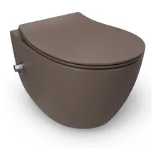 Hangtoilet met bidet Mat Taupe⎢Geintegreerde kraan Koud⎢Isvea Sentimenti NEO Randloos excl. wc bril