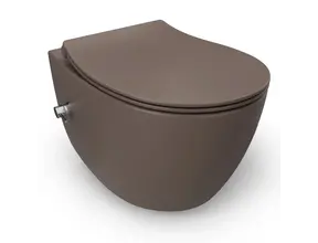 Hangtoilet met bidet Mat Taupe⎢Geintegreerde kraan Koud⎢Isvea Sentimenti NEO Randloos excl. wc bril