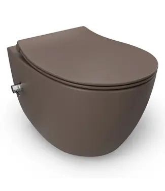 Isvea Hangtoilet met bidet Mat Taupe⎢Geintegreerde kraan Koud⎢Isvea Sentimenti NEO Randloos excl. wc bril