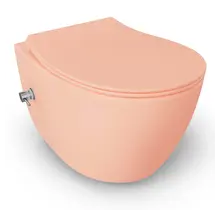 Hangtoilet met bidet Mat Zalm⎢Geintegreerde kraan Koud⎢Isvea Sentimenti NEO Randloos excl. wc bril