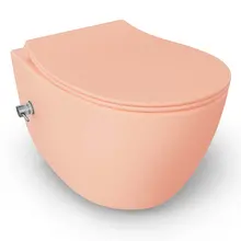 Hangtoilet met bidet Mat Zalm⎢Geintegreerde kraan Koud⎢Isvea Sentimenti NEO Randloos excl. wc bril