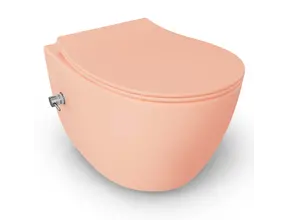 Hangtoilet met bidet Mat Zalm⎢Geintegreerde kraan Koud⎢Isvea Sentimenti NEO Randloos excl. wc bril