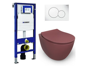 Geberit UP320 toiletset - ISVEA Bordeauxrood Hangend toilet