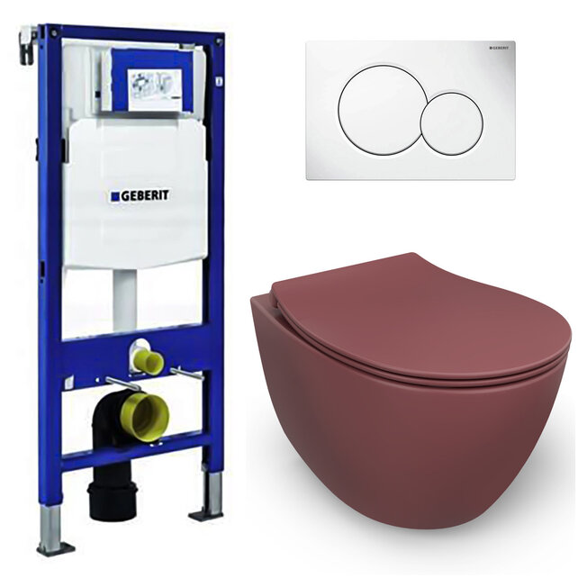 Geberit UP320 toiletset - ISVEA Bordeauxrood Hangend toilet