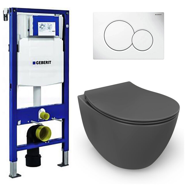 Geberit UP320 toiletset - ISVEA Antraciet Hangend toilet