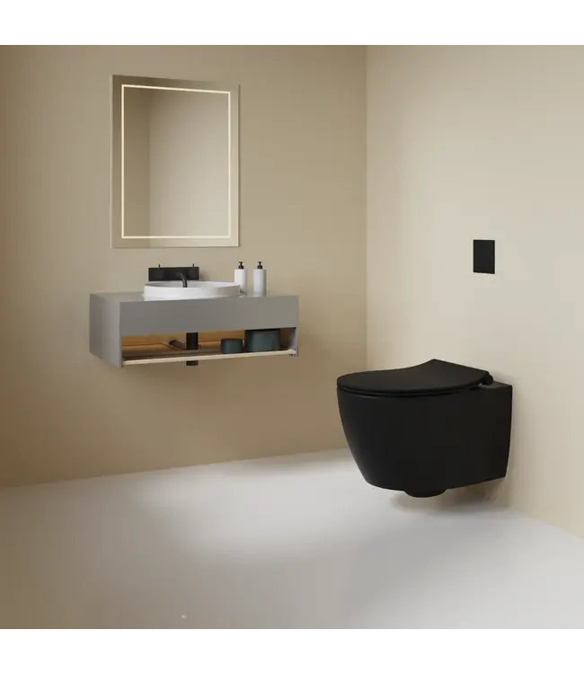 Geberit UP320 toiletset - ISVEA Mat Zwart Hangend toilet