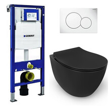 Geberit UP320 toiletset - ISVEA Mat Zwart Hangend toilet