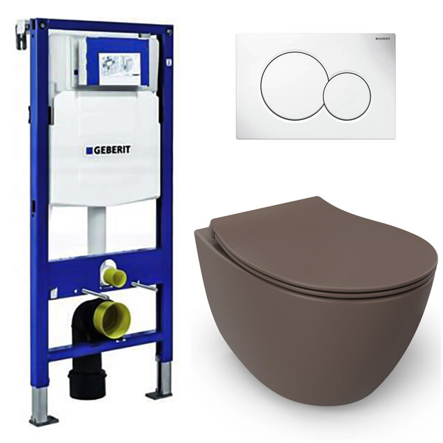 Geberit UP320 toiletset - ISVEA Mat Taupe Hangend toilet