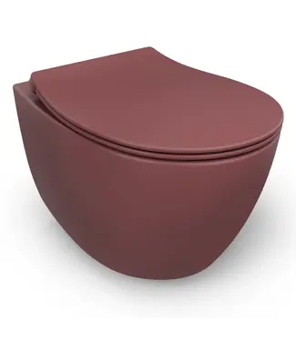Isvea Hangtoilet Randloos Mat Maroon Rood⎢Isvea Sentimenti NEO⎢excl. wc bril
