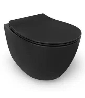 Isvea Hangtoilet Randloos Mat Zwart⎢Isvea Sentimenti NEO⎢excl. wc bril