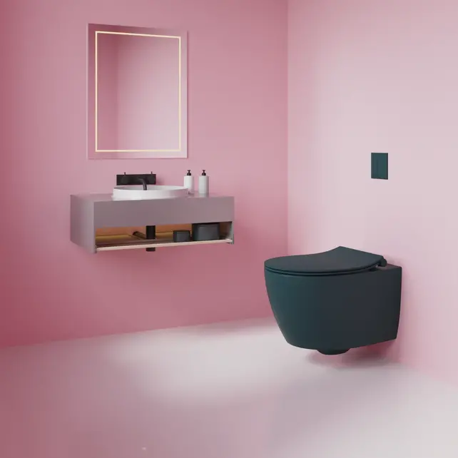 Hangtoilet Randloos Mat Petrol Groen⎢Isvea Sentimenti NEO⎢excl. wc bril
