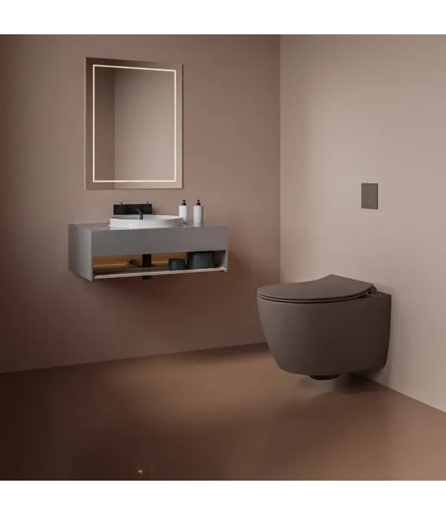 Hangtoilet Randloos Mat Taupe⎢Isvea Sentimenti NEO⎢excl. wc bril