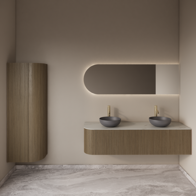 Spiegel Gliss Zelus 140x60cm Rechts – sensor bediening met dimbaar licht & spiegelverwarming