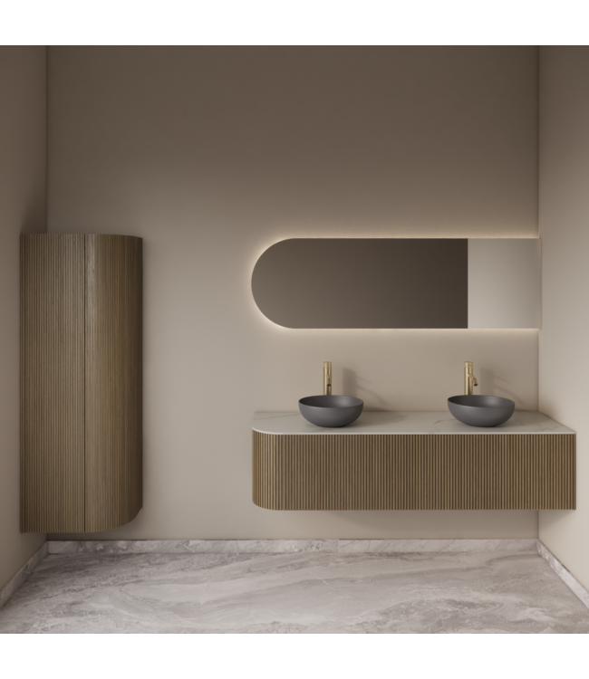 Spiegel Gliss Zelus 140x60cm Rechts – sensor bediening met dimbaar licht & spiegelverwarming