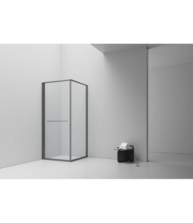 Douchecabine 90x90cm Inslide Gunmetal 6mm veiligheidsglas met anti-kalk