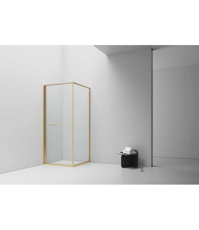 Douchecabine 90x90cm Inslide Geborsteld Goud 6mm veiligheidsglas met anti-kalk