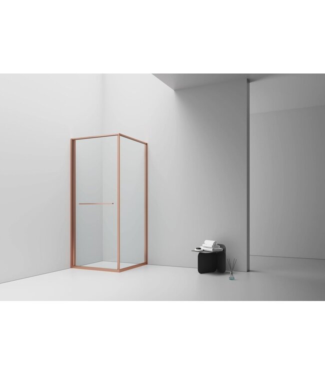 Douchecabine 90x90cm Inslide Geborsteld Koper 6mm veiligheidsglas met anti-kalk