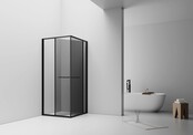 Douchecabine 90x90cm Inslide Mat Zwart met rookglas 6mm veiligheidsglas met anti-kalk
