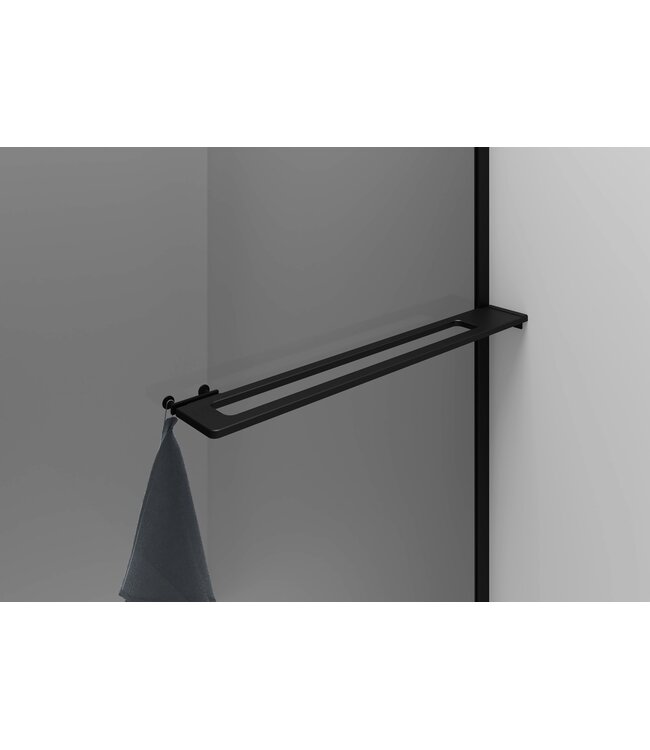 Inloopdouche Douchewand Curvy Zwart met rookglas 100cm 8mm veiligheidsglas met anti-kalk