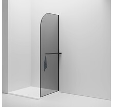 Inloopdouche Douchewand Curvy Zwart met rookglas 100cm 8mm veiligheidsglas met anti-kalk