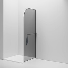 Inloopdouche Douchewand Curvy Zwart met rookglas 100cm 8mm veiligheidsglas met anti-kalk
