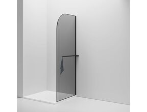 Inloopdouche Douchewand Curvy Zwart met rookglas 100cm 8mm veiligheidsglas met anti-kalk