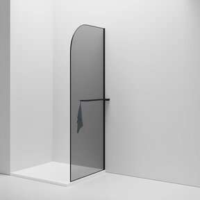 Inloopdouche Douchewand Curvy Zwart met rookglas 100cm 8mm veiligheidsglas met anti-kalk