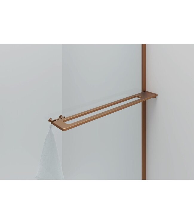 Inloopdouche Douchewand Curvy Koper met Handdoekhouder 100cm 8mm veiligheidsglas met anti-kalk