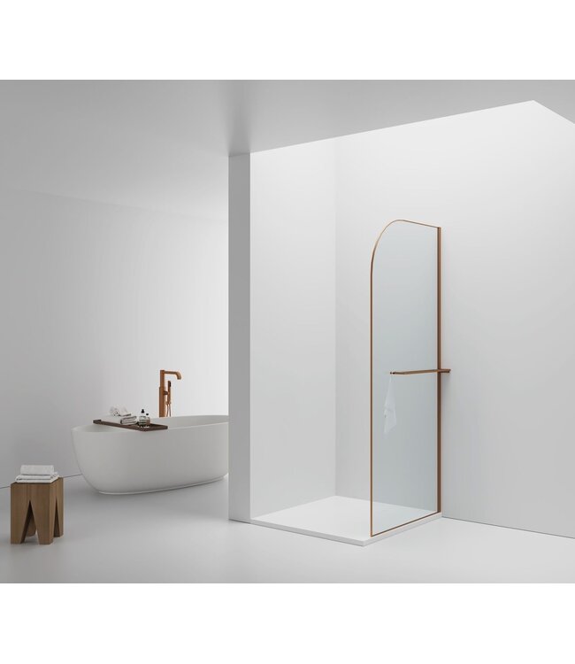 Inloopdouche Douchewand Curvy Koper met Handdoekhouder 100cm 8mm veiligheidsglas met anti-kalk
