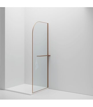 ALONI Inloopdouche Douchewand Curvy Koper met Handdoekhouder 100cm 8mm veiligheidsglas met anti-kalk