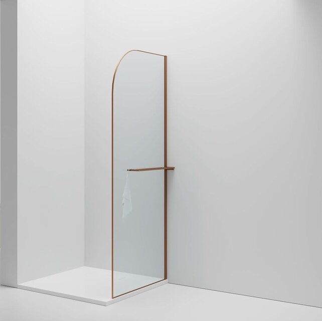 Inloopdouche Douchewand Curvy Koper met Handdoekhouder 100cm 8mm veiligheidsglas met anti-kalk