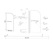Inloopdouche Douchewand Curvy Goud met Handdoekhouder 100cm 8mm veiligheidsglas met anti-kalk