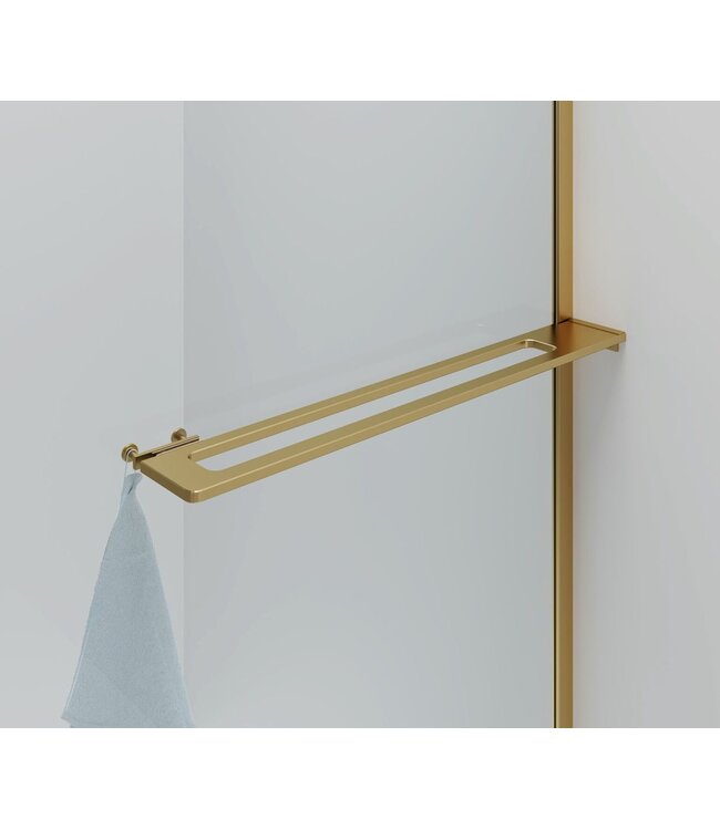 Inloopdouche Douchewand Curvy Goud met Handdoekhouder 100cm 8mm veiligheidsglas met anti-kalk