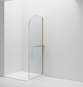 Inloopdouche Douchewand Curvy Goud met Handdoekhouder 100cm 8mm veiligheidsglas met anti-kalk