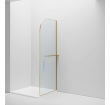Inloopdouche Douchewand Curvy Goud met Handdoekhouder 100cm 8mm veiligheidsglas met anti-kalk