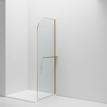 Inloopdouche Douchewand Curvy Goud met Handdoekhouder 100cm 8mm veiligheidsglas met anti-kalk